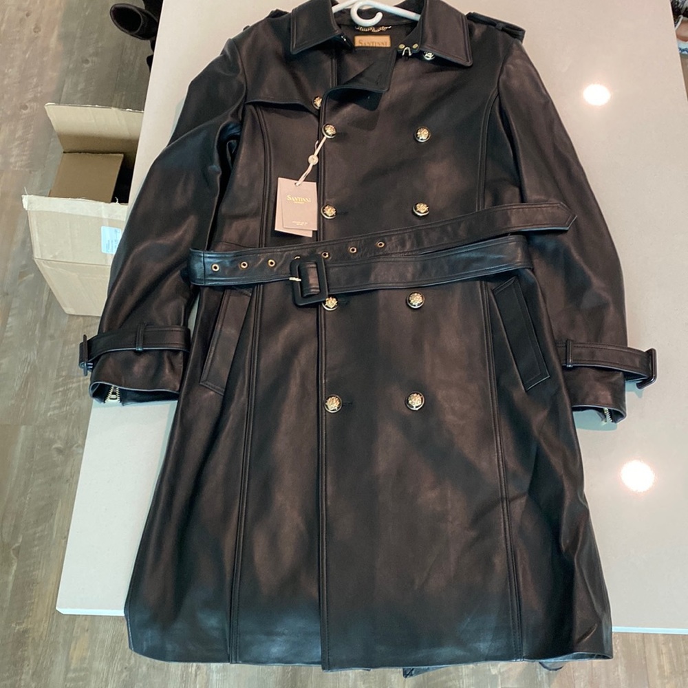 Black Leather Trench Coat